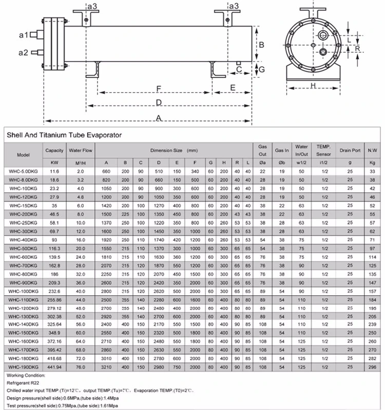 Heat Exchanger R22 Shell and Tube Heat Exchanger &amp; Evaporator Unit